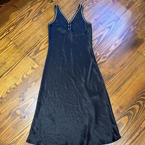 H by Halston Vintage Black Satin Slip Chemise M
